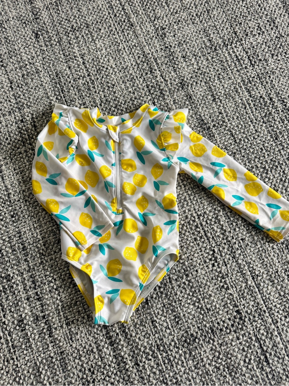 Gerber Long-Sleeve One-Piece Swimsuit with Yellow Lemon Print
